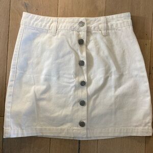 Marine Layer White Button-Front Denim Skirt